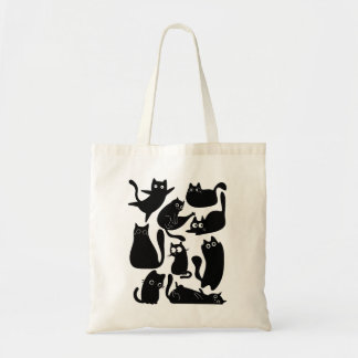 Black cat party tote bag