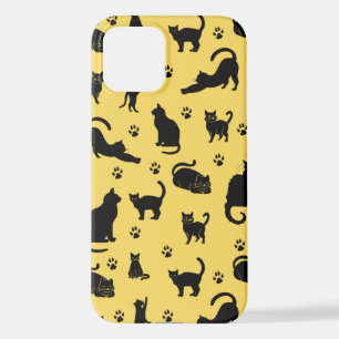 Black Cat Pattern iPhone 12 Case