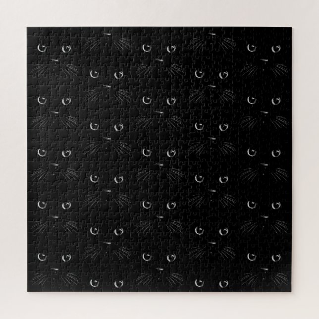 Black cat pattern jigsaw puzzle (Vertical)