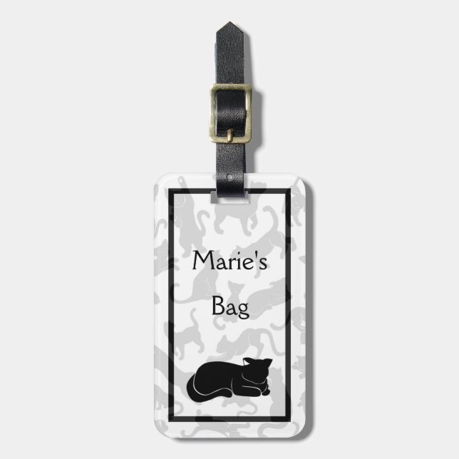 Black Cat Pattern Luggage Tag (Front Vertical)