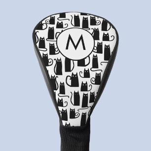 Black Cat Pattern Monogram Golf Head Cover