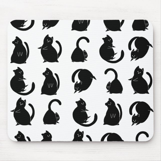 Black Cat Pattern Mouse Pad (Front)