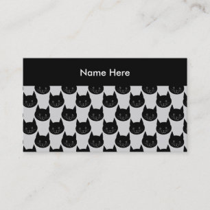 Black Cat Pattern on Light Grey. Business Card