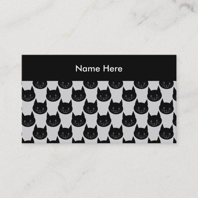 Black Cat Pattern on Light Grey. Business Card (Front)