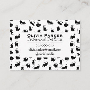 Black Cat Pattern Professional Pet Sitter Business Card