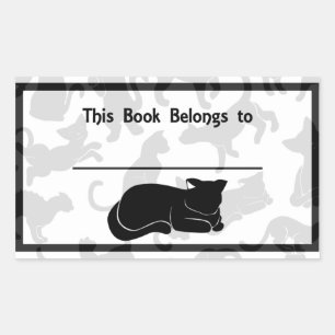 Black Cat Pattern Rectangular Sticker