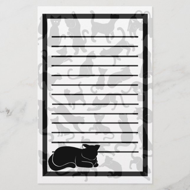Black Cat Pattern Stationery (Front)