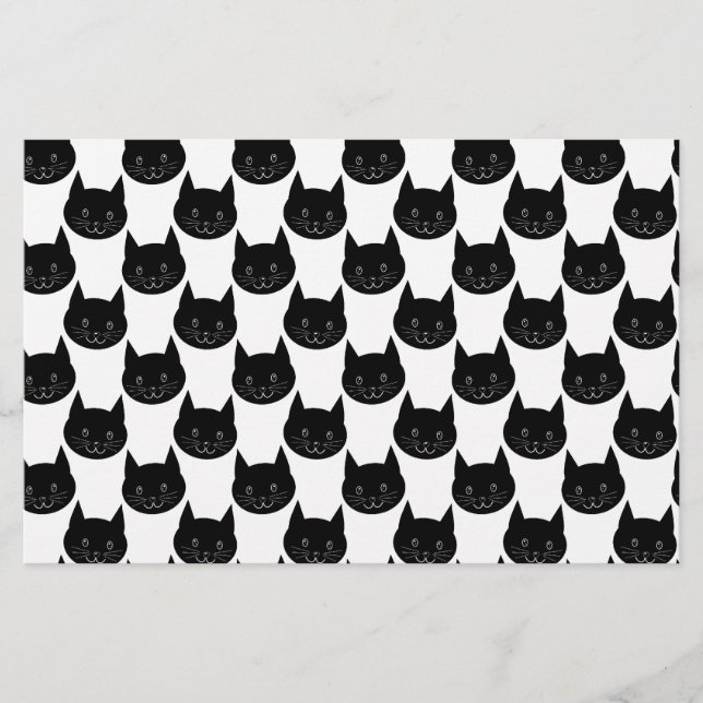 Black Cat Pattern. Stationery (Front)