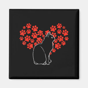 Black Cat Paw Heart Cute Valentines Day Animal Lov Magnet