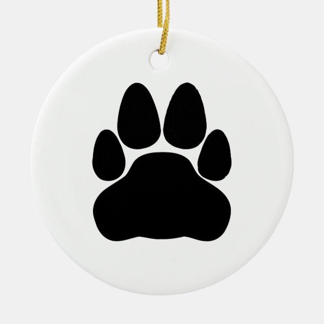 Black Cat Paw Print Shape Ceramic Tree Decoration (Front)