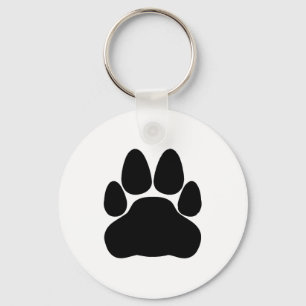 Black Cat Paw Print Shape Key Ring