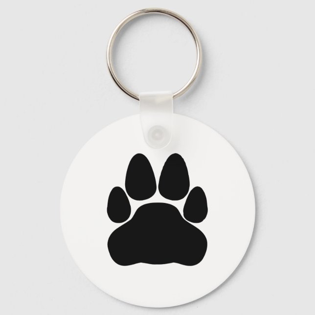 Black Cat Paw Print Shape Key Ring (Front)