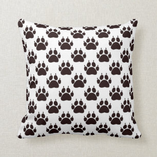 Black Cat Paw Prints Cushion