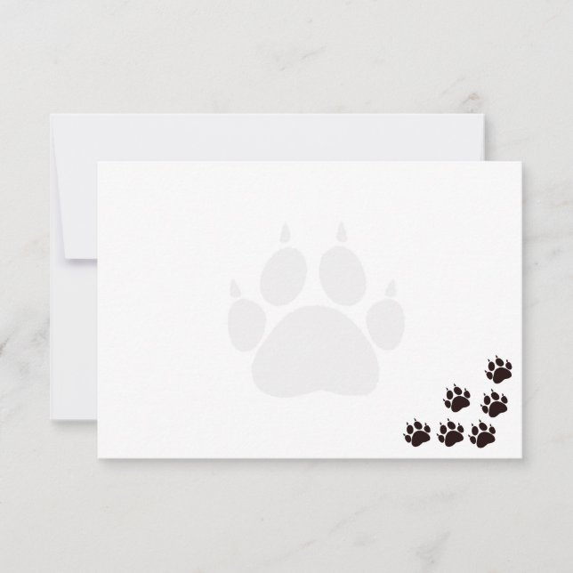 Black Cat Paw Prints Monogram Blank  Card (Front)