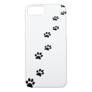 Black cat paw prints on white iPhone 8/7 case