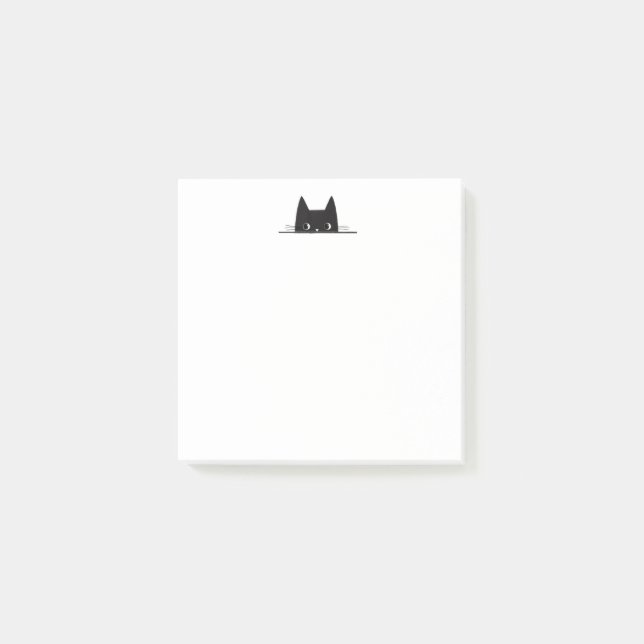 Black Cat Peeking - 3 by 3 Post It Note (Front)