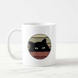 Black Cat Peeking Coffee Mug