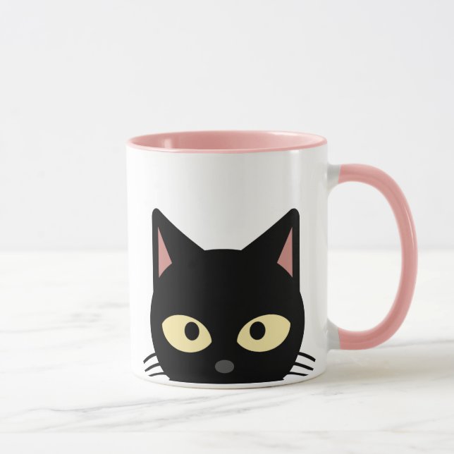 BLACK CAT PEEKING COFFEE MUGS (Right)