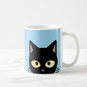 BLACK CAT PEEKING PINK COFFEE MUG