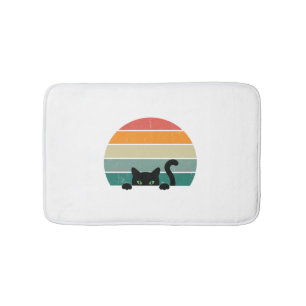 Black Cat Peeking Sunset Vintage    3 Bath Mat