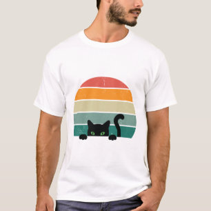 Black Cat Peeking Sunset Vintage 3 T-Shirt