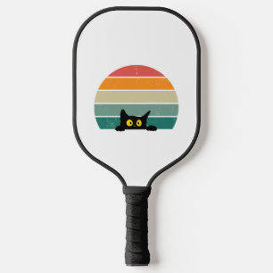 Black Cat Peeking Sunset Vintage 4 Pickleball Paddle