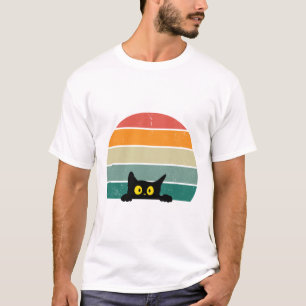 Black Cat Peeking Sunset Vintage 4 T-Shirt