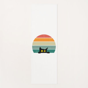 Black Cat Peeking Sunset Vintage    4 Yoga Mat