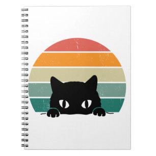 Black Cat Peeking Sunset Vintage     Notebook