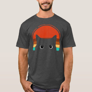 Black Cat Peeking Sunset Vintage  T-Shirt