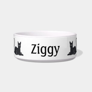 Black Cat Personalised Cat Bowl