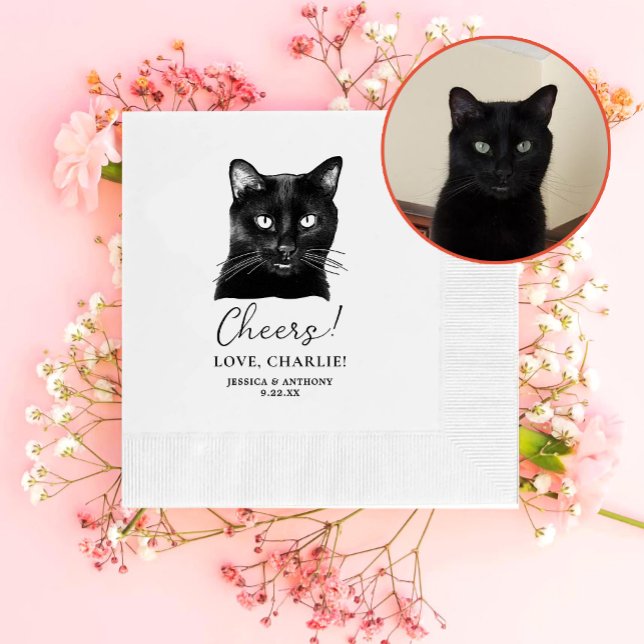 Black Cat Personalised Cheers Napkin (Creator Uploaded)