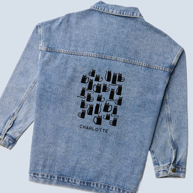 Black Cat Personalised Denim Jacket (Creator Uploaded)