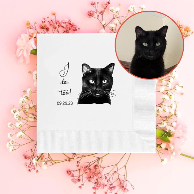 Black Cat Personalised I Do Too Napkin (Creator Uploaded)