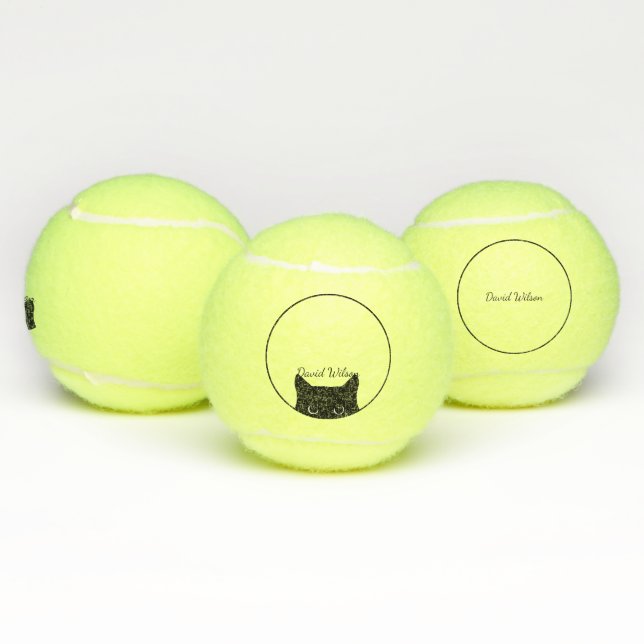 Black Cat Personalised Keepsake Tennis Ball (Multi)