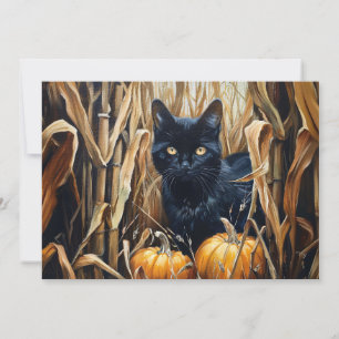 Black Cat Personalised Name Autumn Card