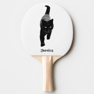 Black Cat Personalised Name Ping Pong Paddle