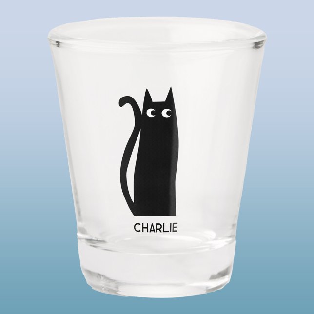 Black Cat Personalised Shot Glass (Cat personalized shot glass)