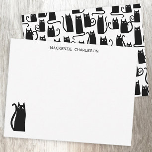Black Cat Personalised Stationery Card