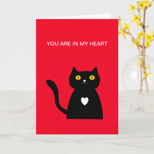Black Cat Pet Heart You're in My Heart Love Card
