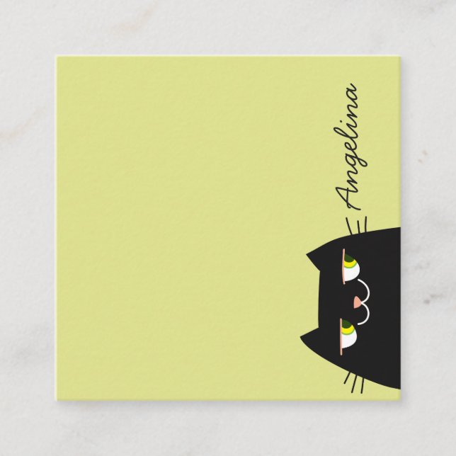 Black Cat Pet Sitter Square Business Card (Front)