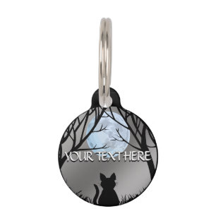 Black Cat Pet Tag Personalised Cat Art ID Tags