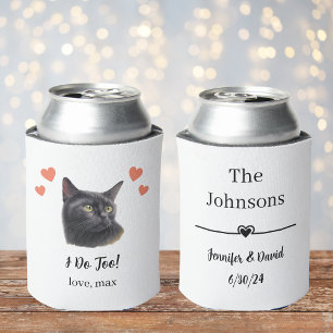 Black Cat Pet Wedding Can Cooler Favour