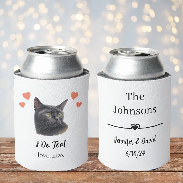 Black Cat Pet Wedding Can Cooler Favour (Creator Uploaded)