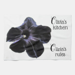 Black Cat Petunia Personalised Kitchen Towel
