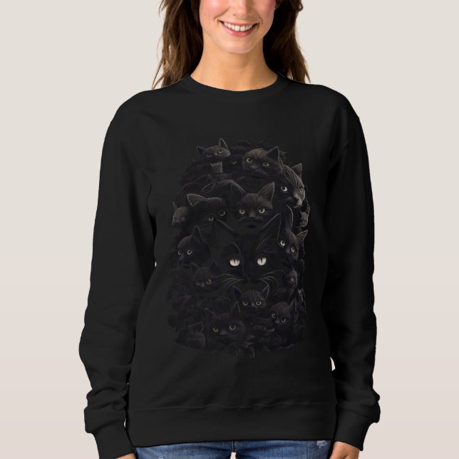 Black Cat Pile  Graphic Tees Men Women Boys Girls (Front)