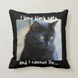 Black Cat Pillow: i love black cats & i cannot lie Cushion