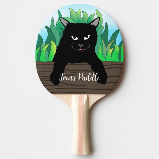 Black Cat  Ping Pong Paddle (Front)