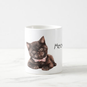 Black Cat Pink Bow Coffee Mug
