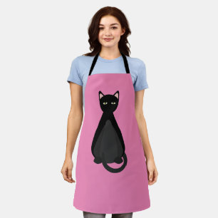 BLACK CAT pink cute Mum KITCHEN APRON